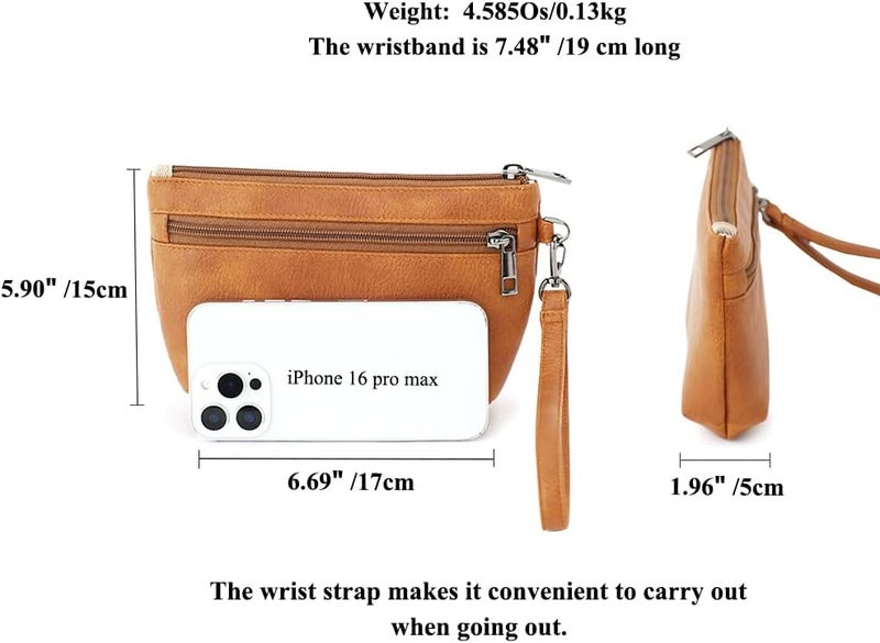 BBORGDC Small Wristlet Wallets for Women, Zip Clutch Bag with Wristlet Pouch, 3-Zipper Original Design - Image 2